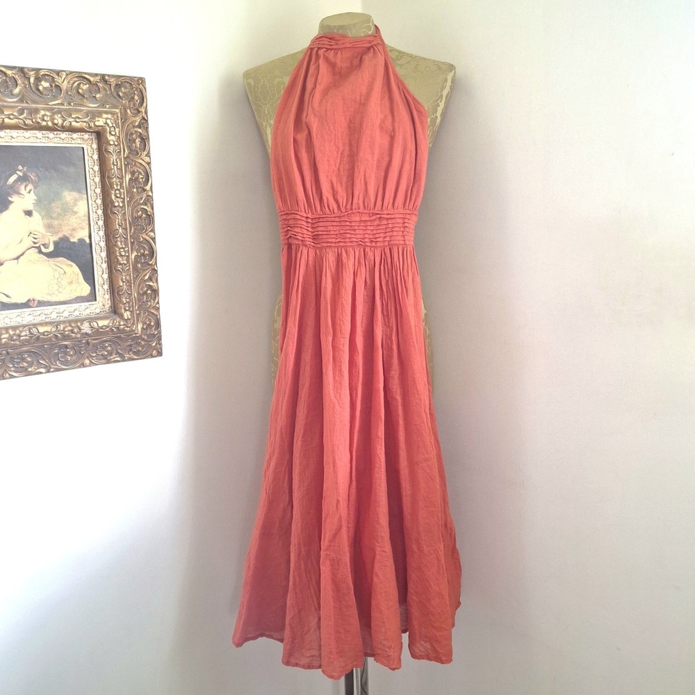 Aura Halter‎ Midi Dress Orange Size XS